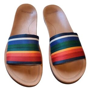 Pendleton Womens Glacier Crater Lake Stripe Slide Sandals Multi Color Size 11M